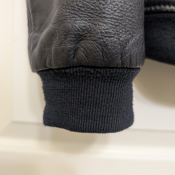 Zara Man Leather Jacket, Size L in Navy - Picture 2 of 7